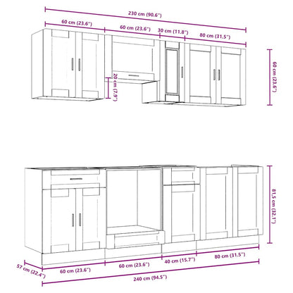Set Mobili da Cucina 8 pz Kalmar Rovere Marrone in Truciolato | homemem39