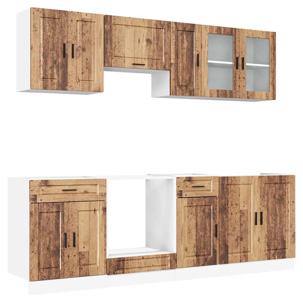 Set Mobili da Cucina 8 pz Kalmar Legno Vecchio in Truciolato | homemem39