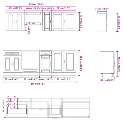 Set Mobili da Cucina 8 pz Kalmar Rovere Artigianale Truciolato | homemem39