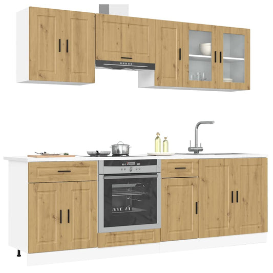 Set Mobili da Cucina 8 pz Kalmar Rovere Artigianale Truciolato | homemem39