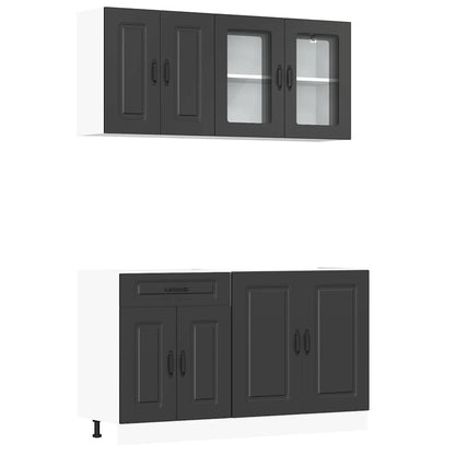 Set Mobili da Cucina 4 pz Kalmar Neri Legno Multistrato | homemem39