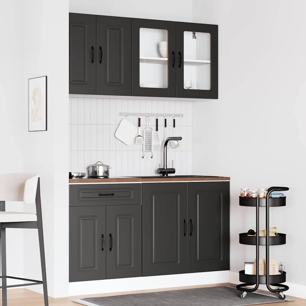 Set Mobili da Cucina 4 pz Kalmar Neri Legno Multistrato | homemem39