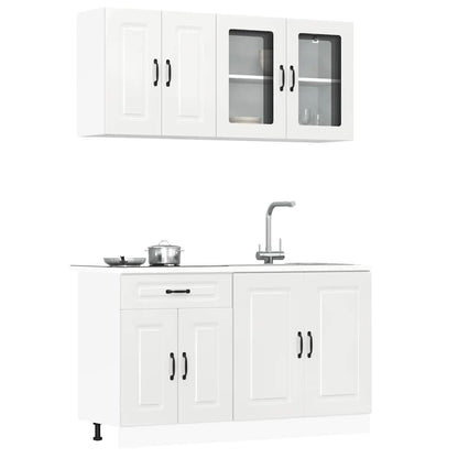 Set Mobili da Cucina 4 pz Kalmar Bianchi Lucido in Truciolato - homemem39