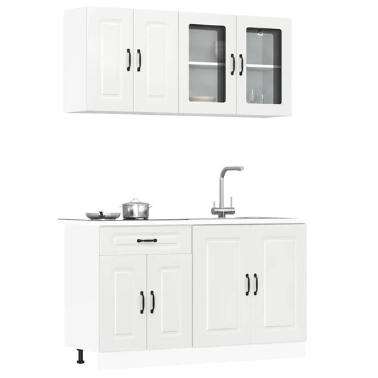 Set Mobili da Cucina 4 pz Kalmar Bianchi Lucido in Truciolato - homemem39