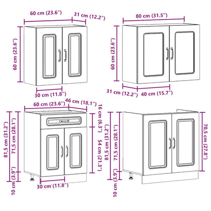 Set Mobili da Cucina 4 pz Kalmar Rovere Sonoma in Truciolato | homemem39