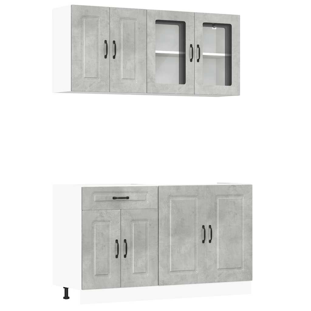 Set Mobili da Cucina 4 pz Kalmar Grigio Cemento in Truciolato