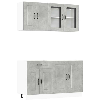 Set Mobili da Cucina 4 pz Kalmar Grigio Cemento in Truciolato