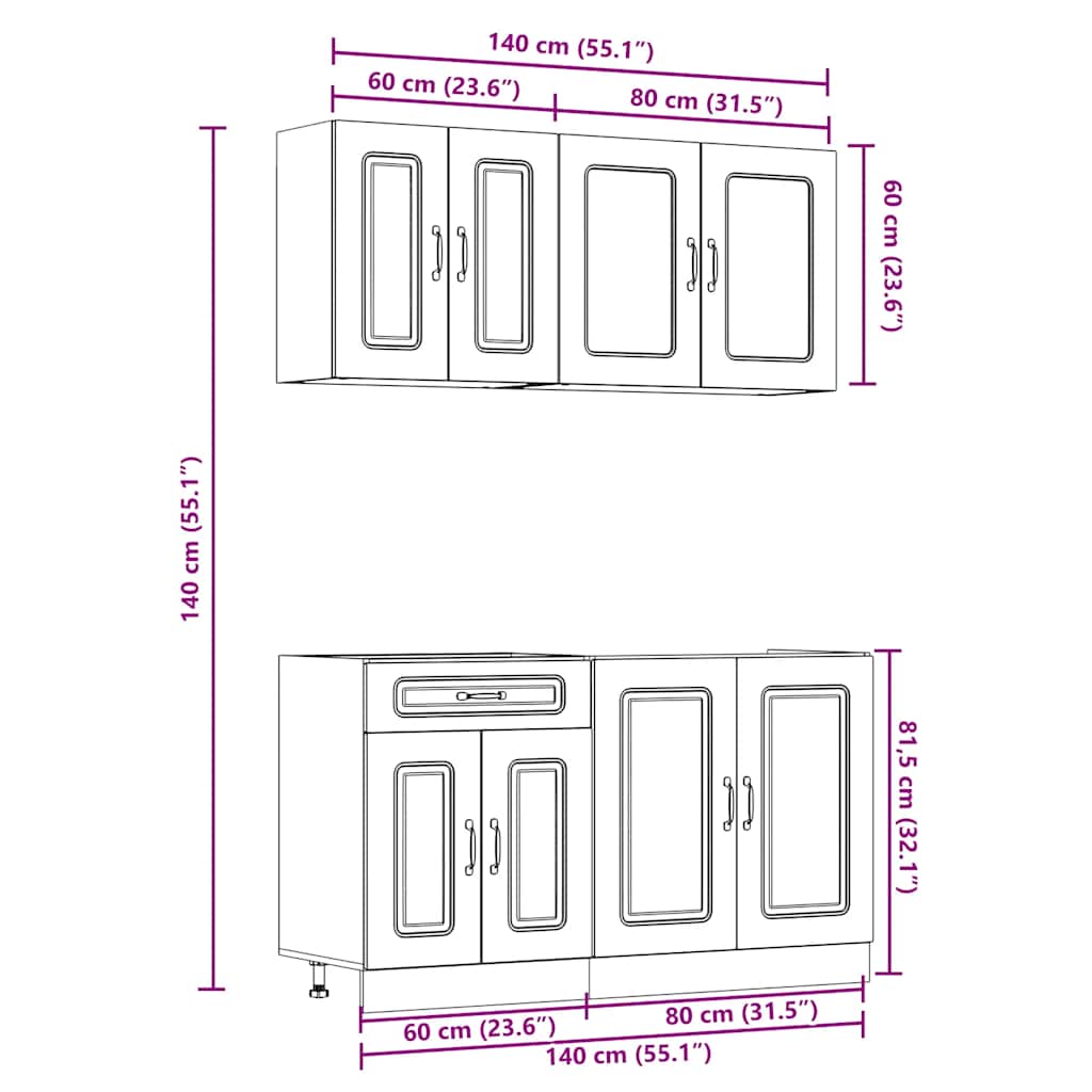 Set Mobili da Cucina 4 pz Kalmar Grigio Cemento in Truciolato | homemem39