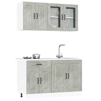 Set Mobili da Cucina 4 pz Kalmar Grigio Cemento in Truciolato | homemem39