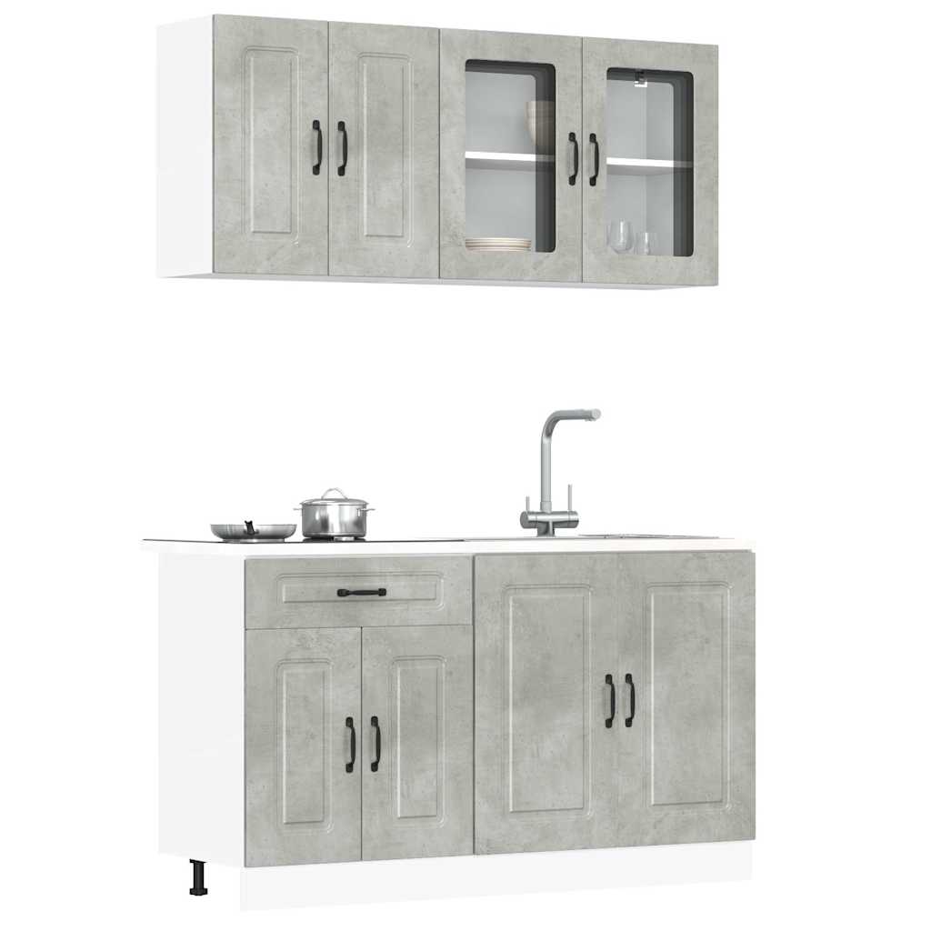 Set Mobili da Cucina 4 pz Kalmar Grigio Cemento in Truciolato