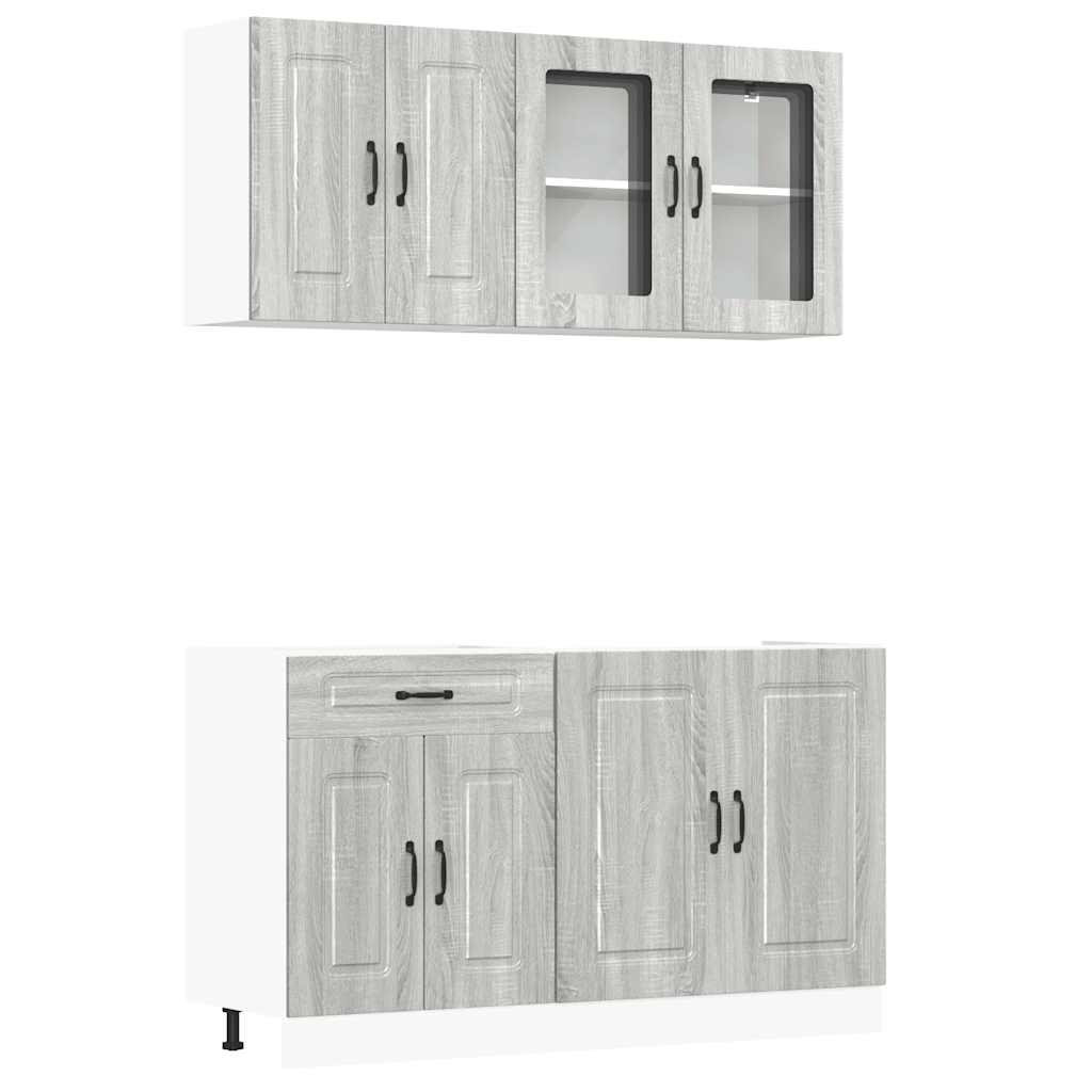 Set Mobili da Cucina 4 pz Kalmar Grigio Sonoma in Truciolato | homemem39