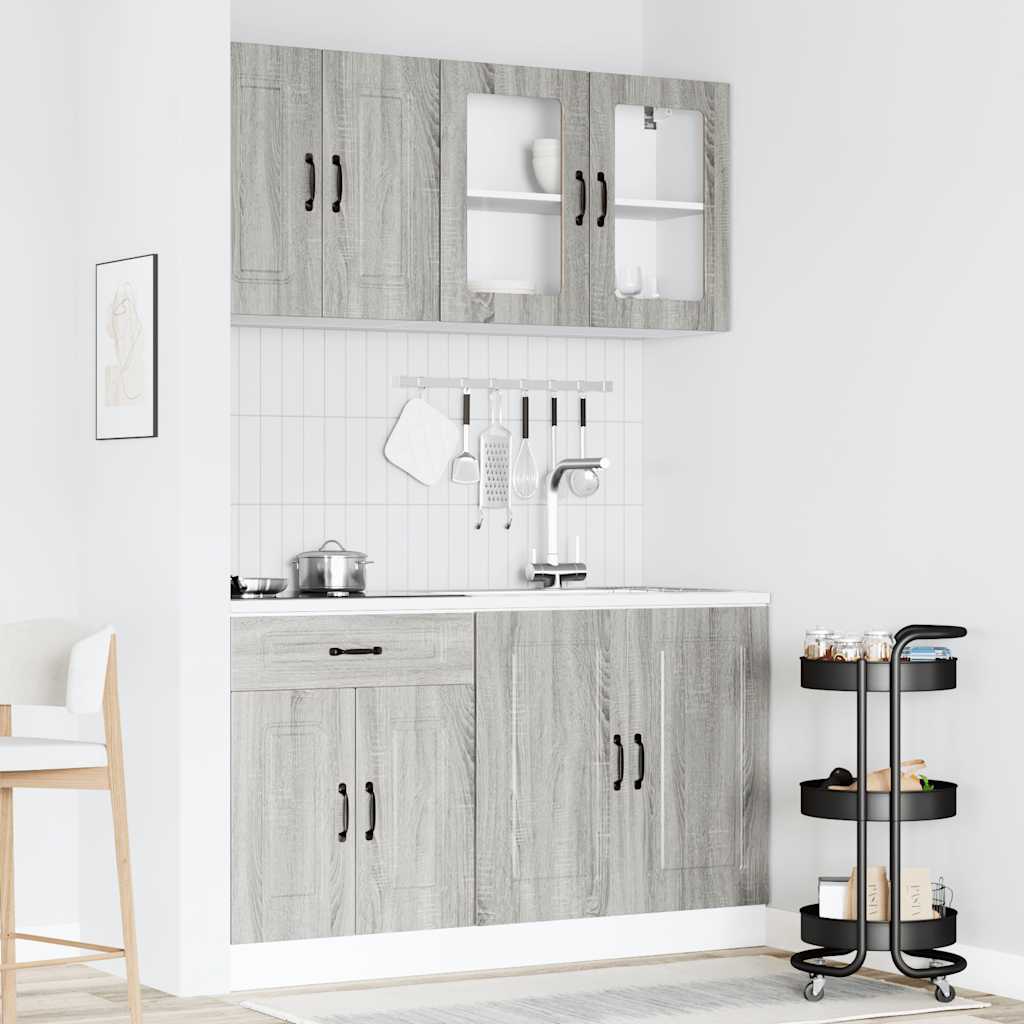 Set Mobili da Cucina 4 pz Kalmar Grigio Sonoma in Truciolato