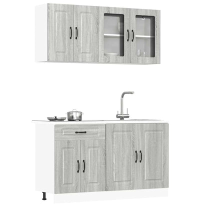 Set Mobili da Cucina 4 pz Kalmar Grigio Sonoma in Truciolato - homemem39
