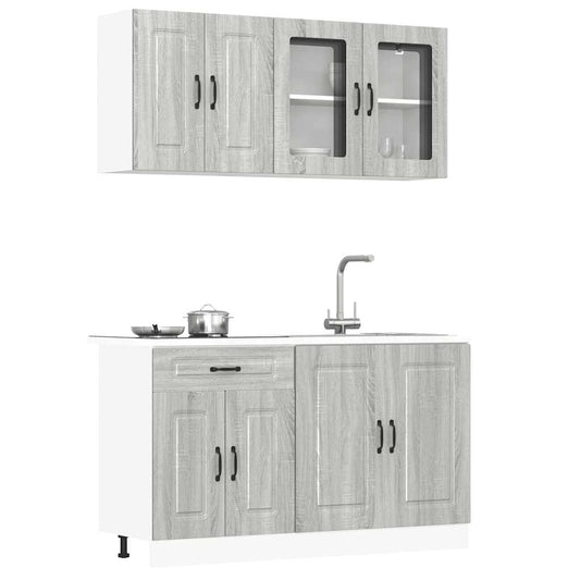 Set Mobili da Cucina 4 pz Kalmar Grigio Sonoma in Truciolato - homemem39
