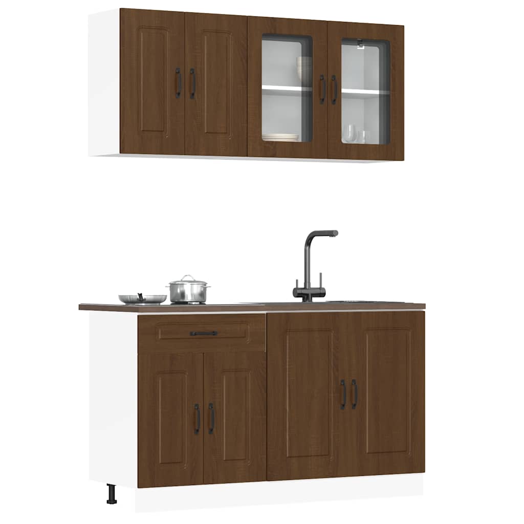 Set Mobili da Cucina 4 pz Kalmar Rovere Marrone in Truciolato | homemem39