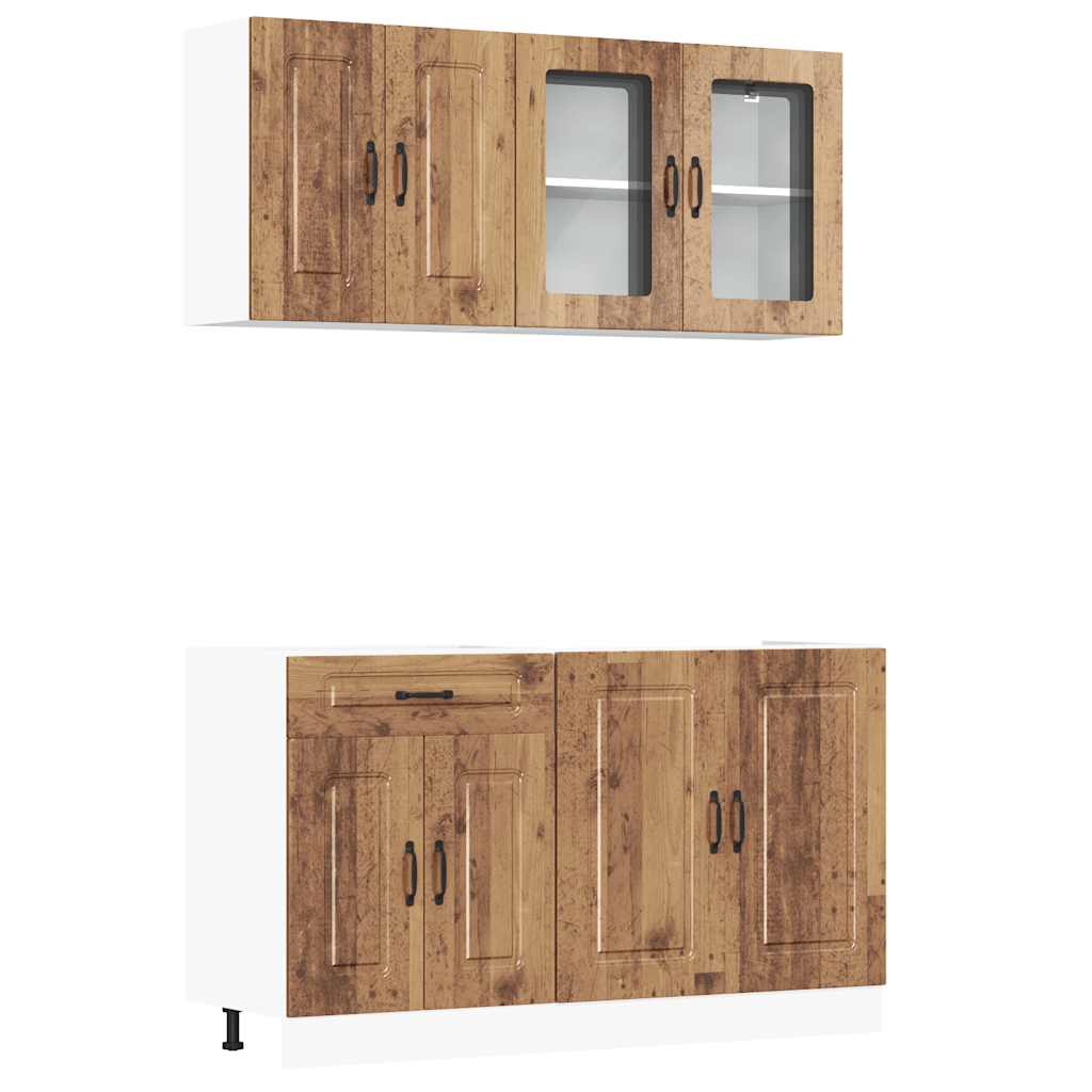 Set Mobili da Cucina 4 pz Kalmar Legno Vecchio in Truciolato | homemem39