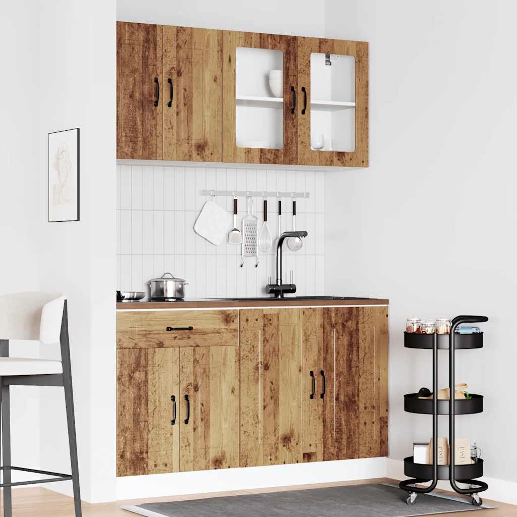 Set Mobili da Cucina 4 pz Kalmar Legno Vecchio in Truciolato - homemem39