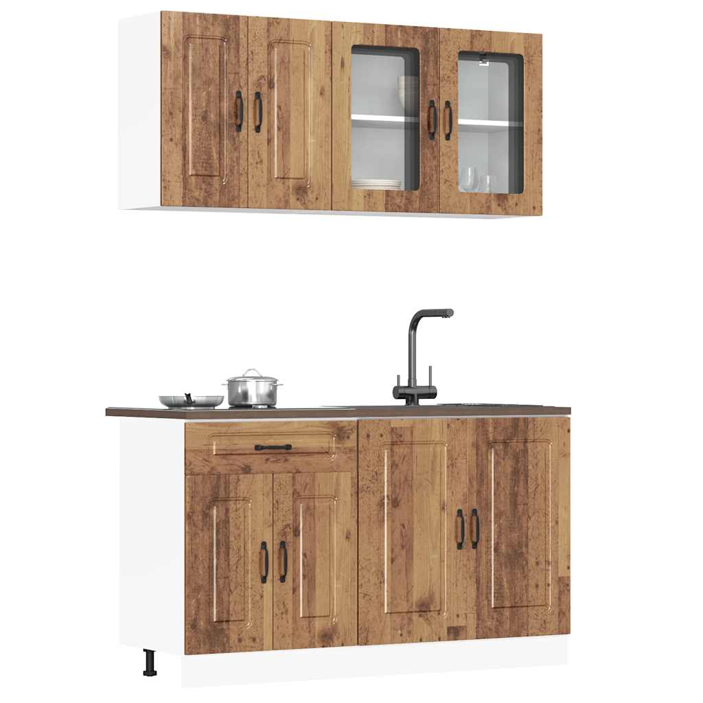 Set Mobili da Cucina 4 pz Kalmar Legno Vecchio in Truciolato - homemem39