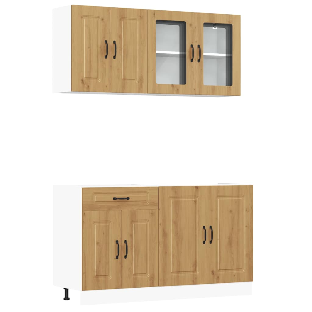 Set Mobili da Cucina 4 pz Kalmar Rovere Artigianale Truciolato | homemem39