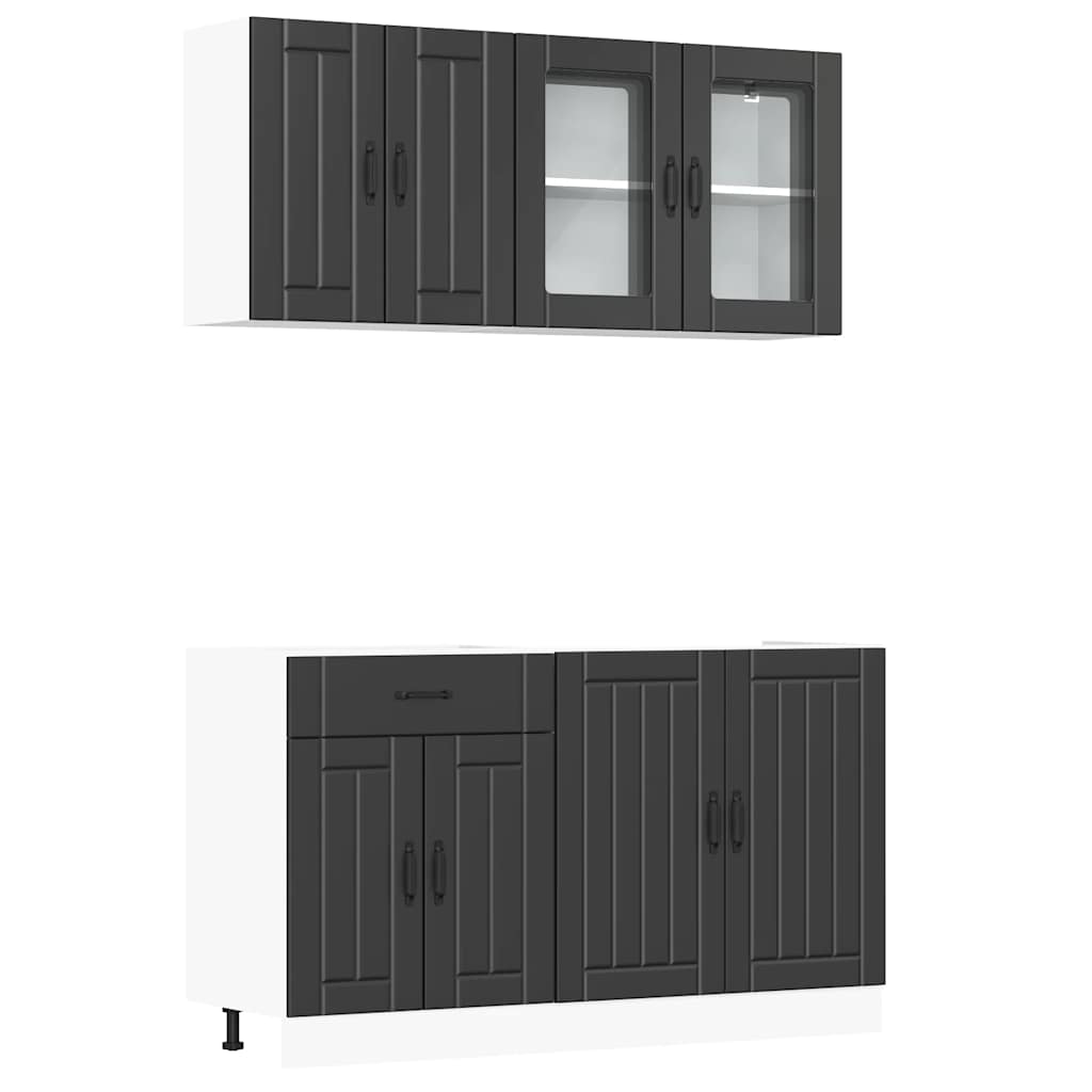 Set Mobili da Cucina 4 pz Lucca Neri Legno Multistrato | homemem39