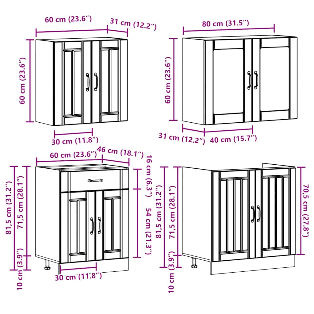 Set Mobili da Cucina 4 pz Lucca Neri Legno Multistrato | homemem39