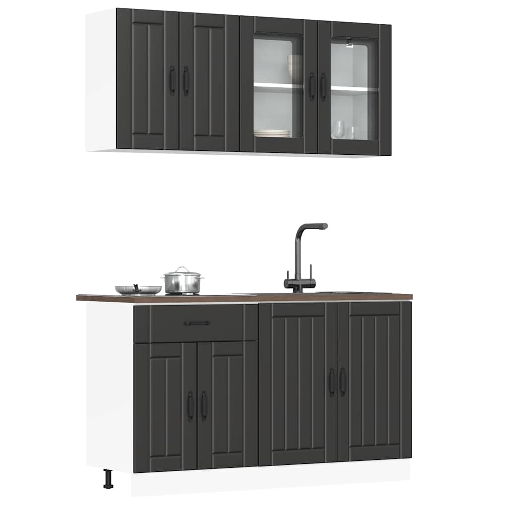 Set Mobili da Cucina 4 pz Lucca Neri Legno Multistrato | homemem39