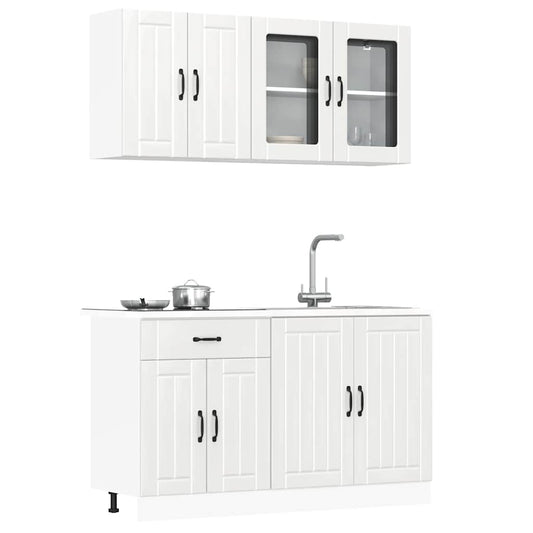 Set Mobili da Cucina 4 pz Lucca Bianchi Lucido in Truciolato | homemem39