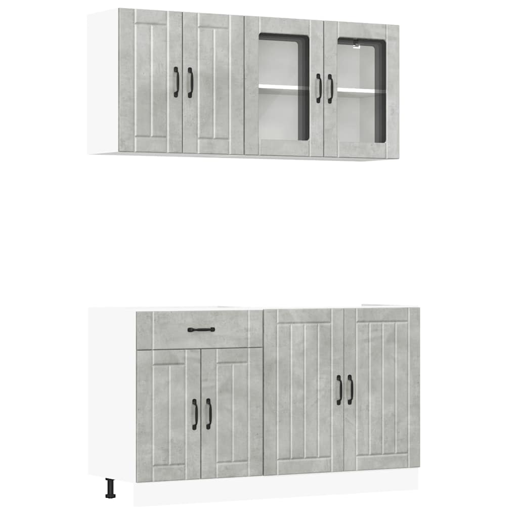 Set Mobili da Cucina 4 pz Lucca Grigio Cemento in Truciolato | homemem39