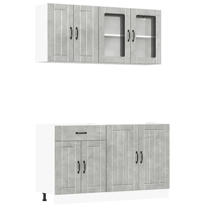 Set Mobili da Cucina 4 pz Lucca Grigio Cemento in Truciolato | homemem39
