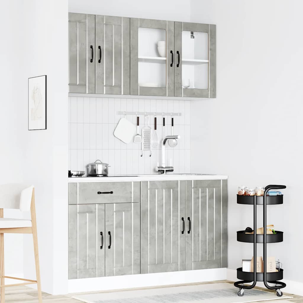 Set Mobili da Cucina 4 pz Kalmar Grigio Cemento in Truciolato - homemem39