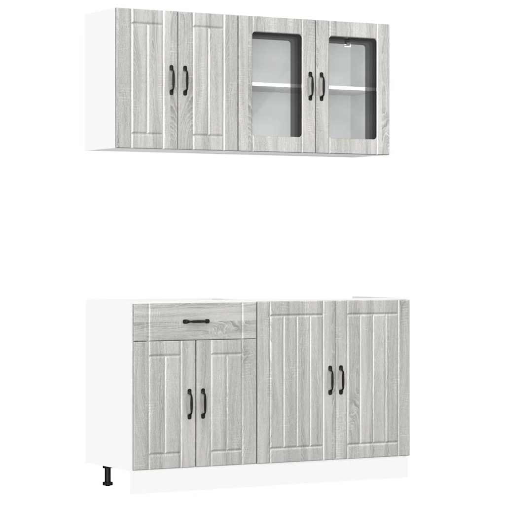Set Mobili da Cucina 4 pz Lucca Grigio Sonoma in Truciolato | homemem39