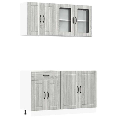 Set Mobili da Cucina 4 pz Lucca Grigio Sonoma in Truciolato | homemem39