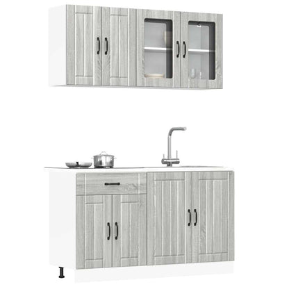 Set Mobili da Cucina 4 pz Lucca Grigio Sonoma in Truciolato | homemem39