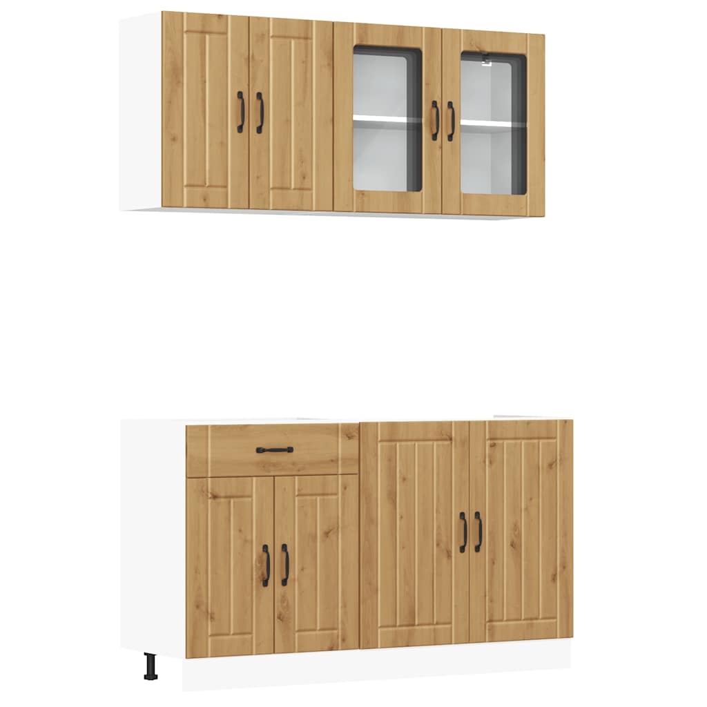 Set Mobili da Cucina 4 pz Kalmar Rovere Artigianale Truciolato | homemem39