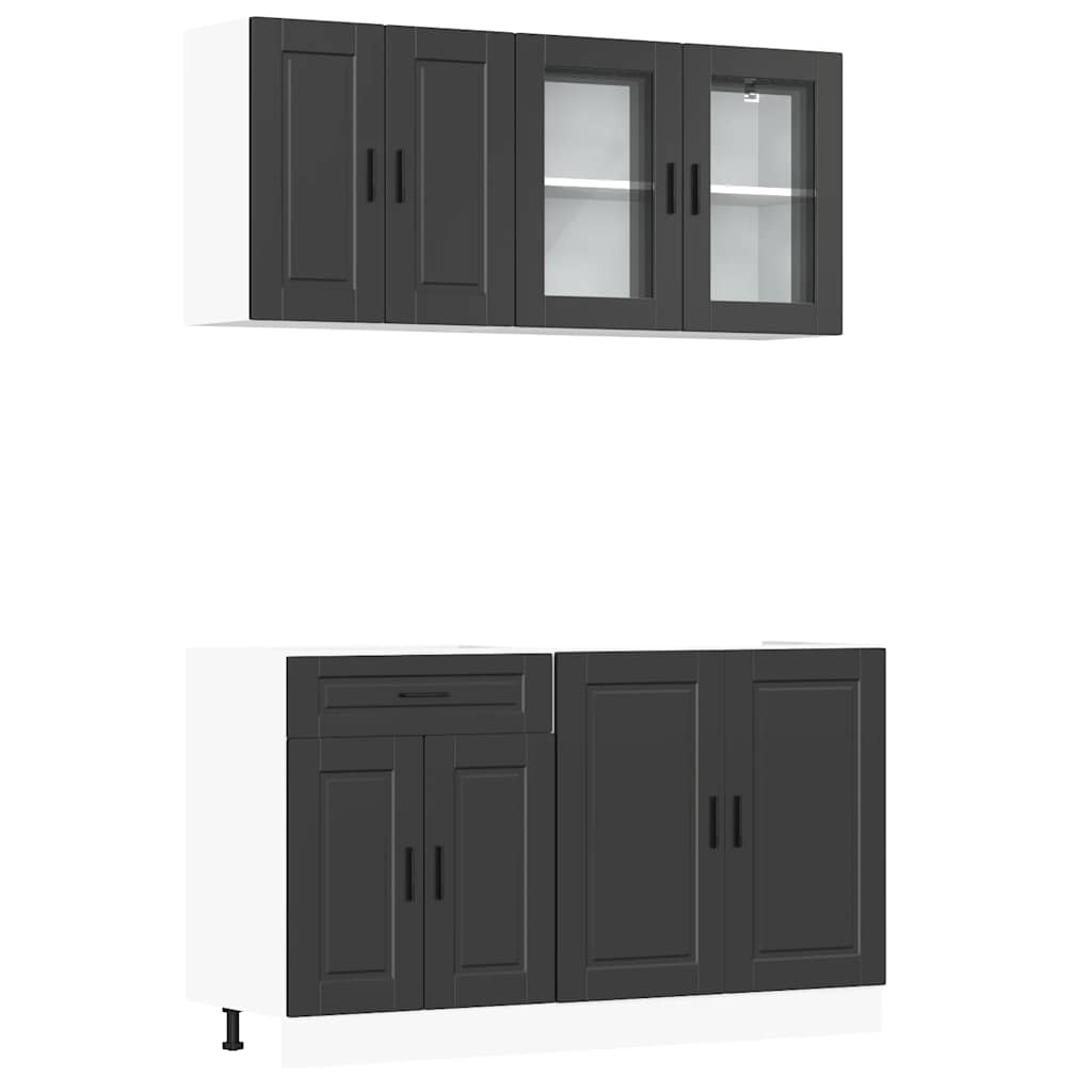 Set Mobili da Cucina 4 pz Porto Neri Legno Multistrato | homemem39