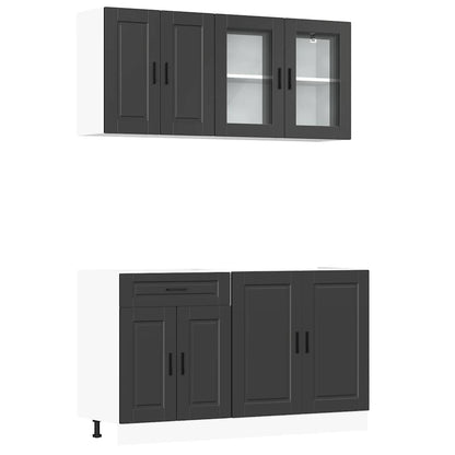 Set Mobili da Cucina 4 pz Porto Neri Legno Multistrato | homemem39