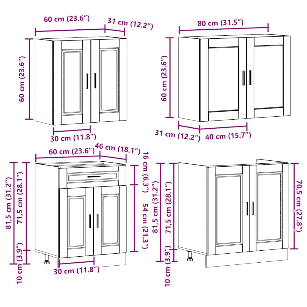 Set Mobili da Cucina 4 pz Porto Neri Legno Multistrato | homemem39