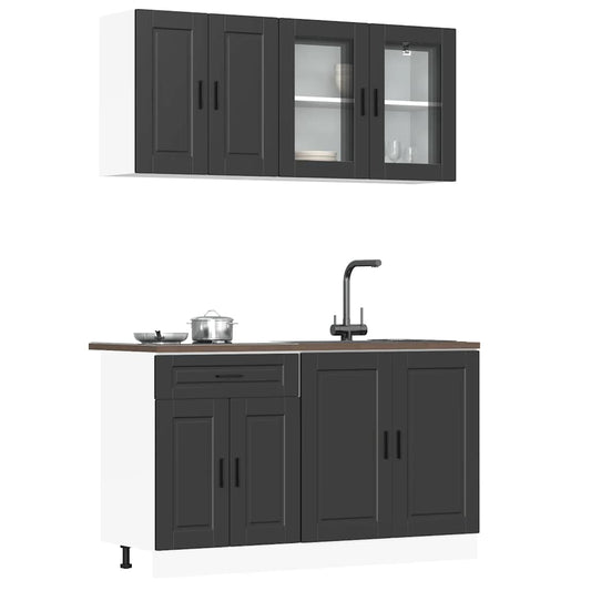 Set Mobili da Cucina 4 pz Porto Neri Legno Multistrato - homemem39