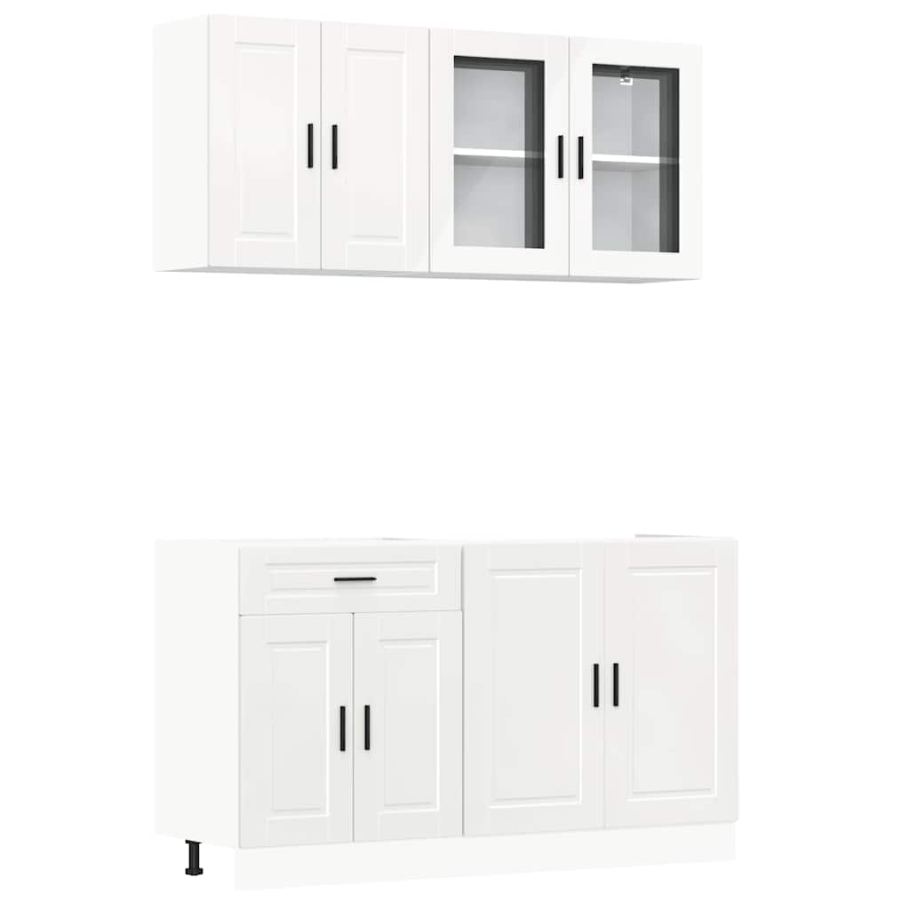 Set Mobili da Cucina 4 pz Porto Bianchi Lucido in Truciolato | homemem39