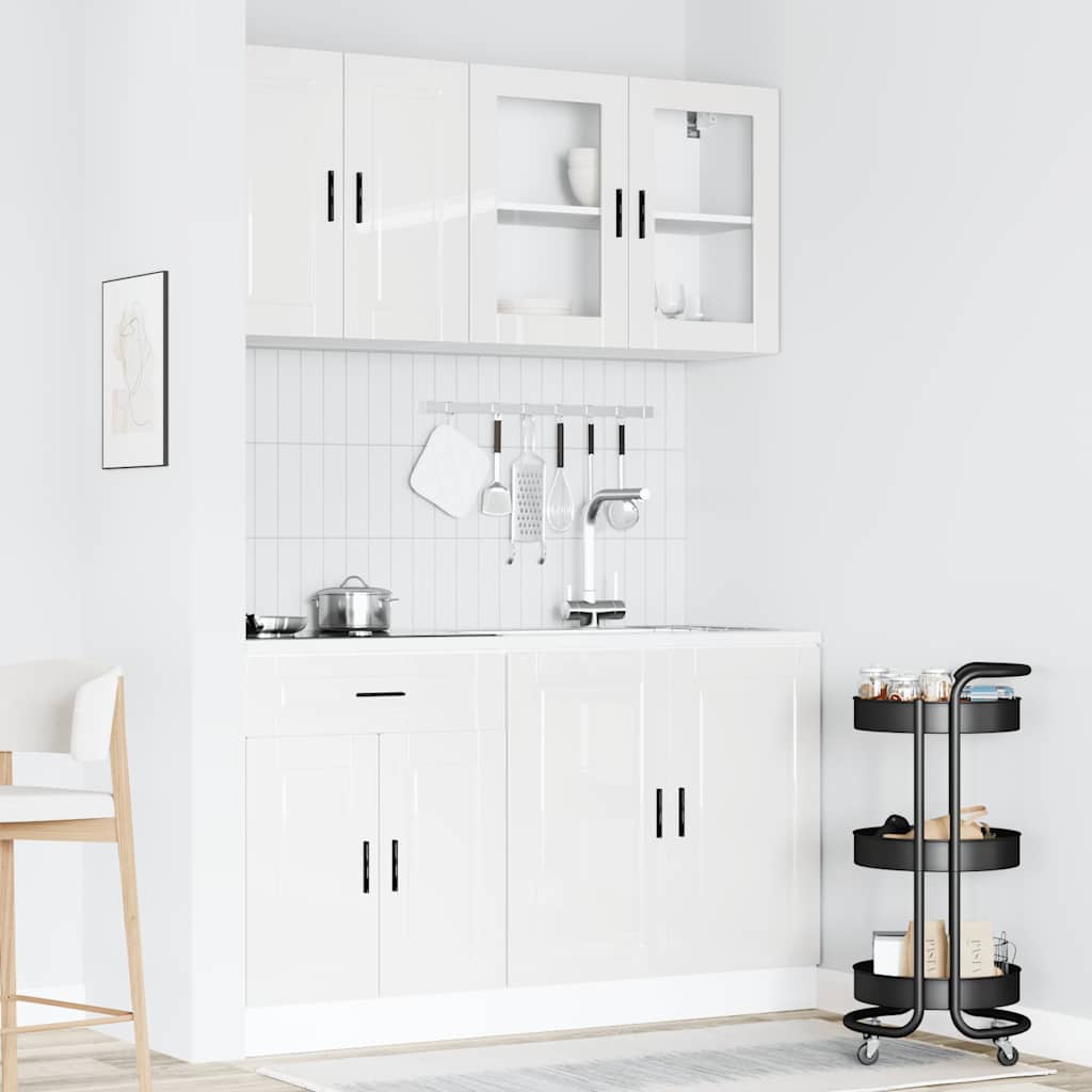 Set Mobili da Cucina 4 pz Porto Bianchi Lucido in Truciolato | homemem39