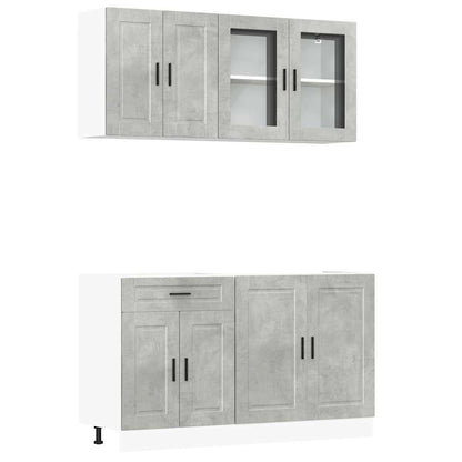 Set Mobili da Cucina 4 pz Porto Grigio Cemento in Truciolato | homemem39