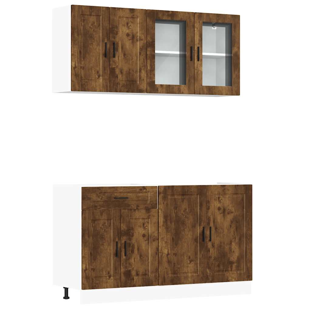 Set Mobili da Cucina 4 pz Porto Rovere Fumo Legno Multistrato | homemem39