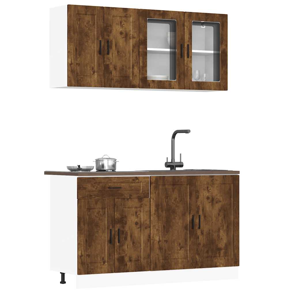 Set Mobili da Cucina 4 pz Porto Rovere Fumo Legno Multistrato