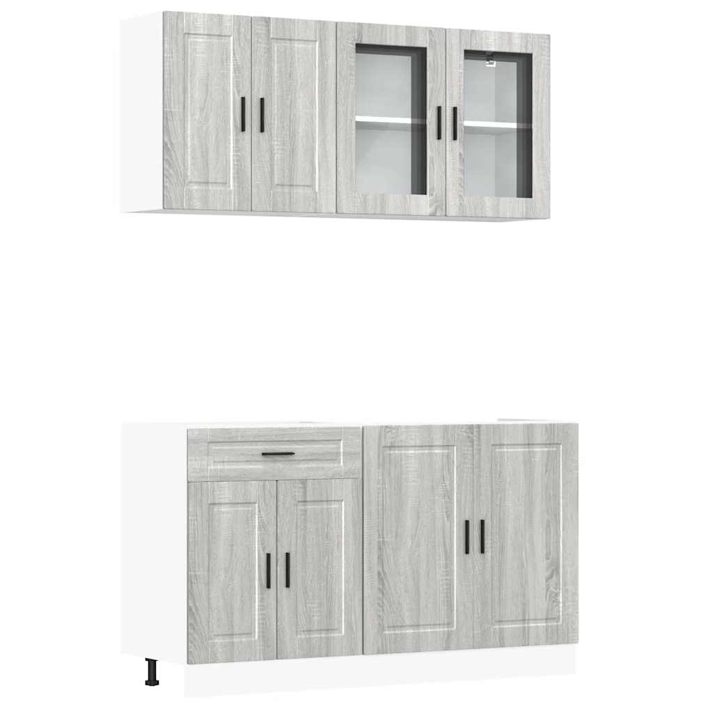 Set Mobili da Cucina 4 pz Porto Grigio Sonoma in Truciolato
