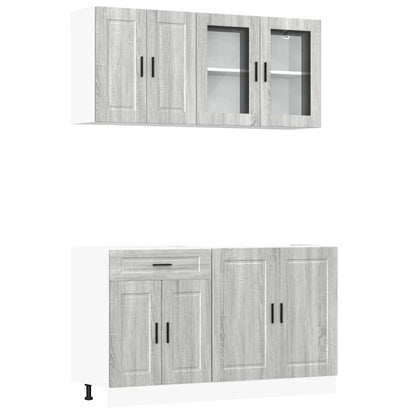 Set Mobili da Cucina 4 pz Porto Grigio Sonoma in Truciolato