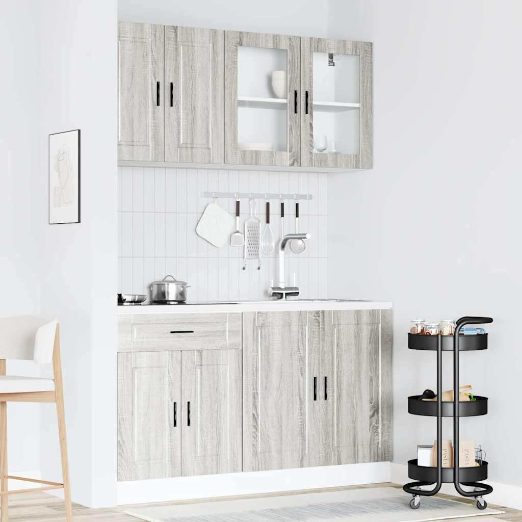 Set Mobili da Cucina 4 pz Porto Grigio Sonoma in Truciolato