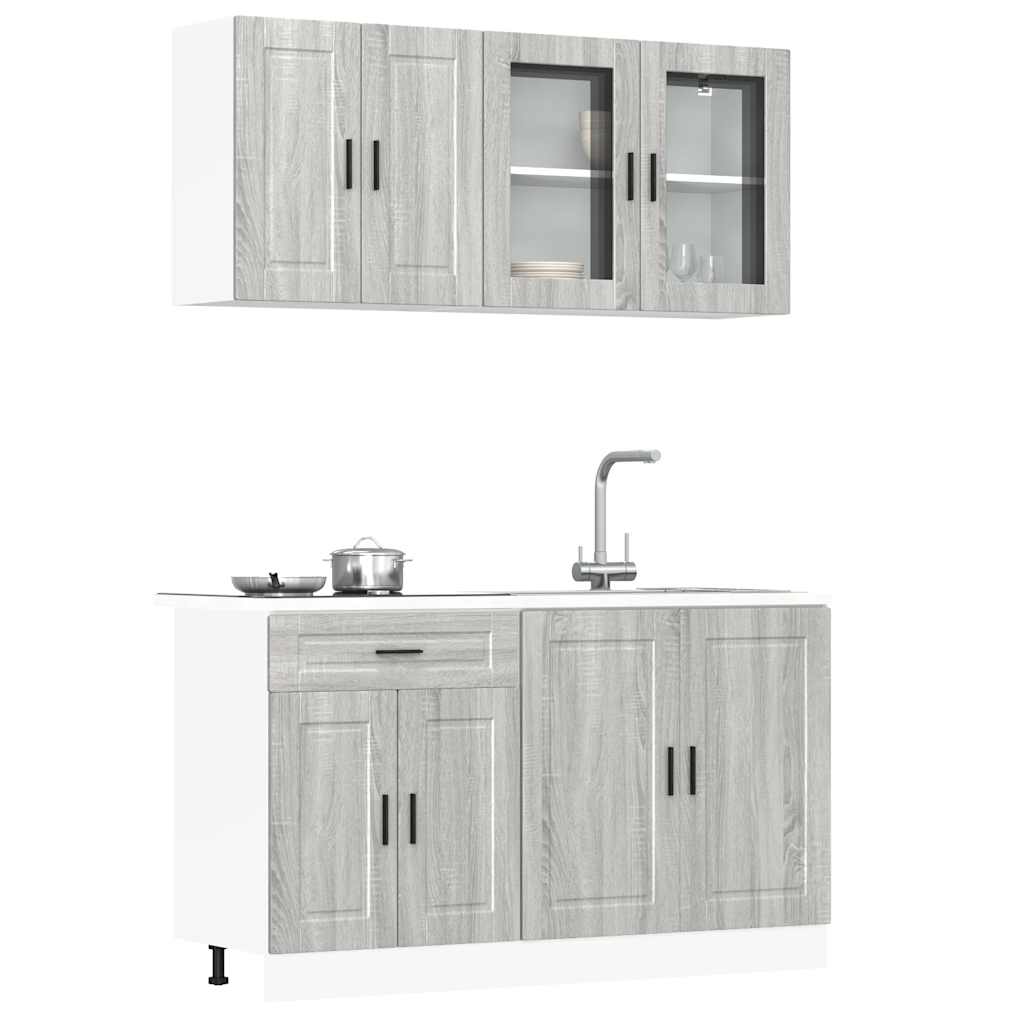 Set Mobili da Cucina 4 pz Porto Grigio Sonoma in Truciolato - homemem39