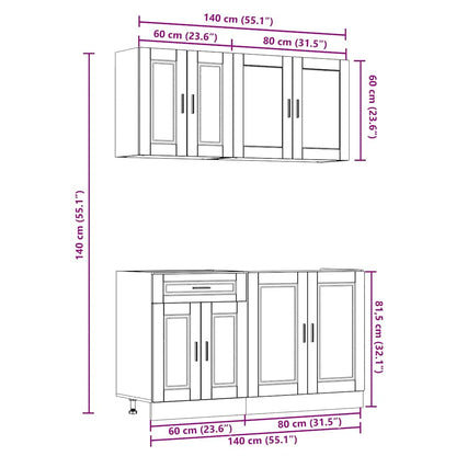 Set Mobili da Cucina 4 pz Porto Legno Vecchio in Truciolato