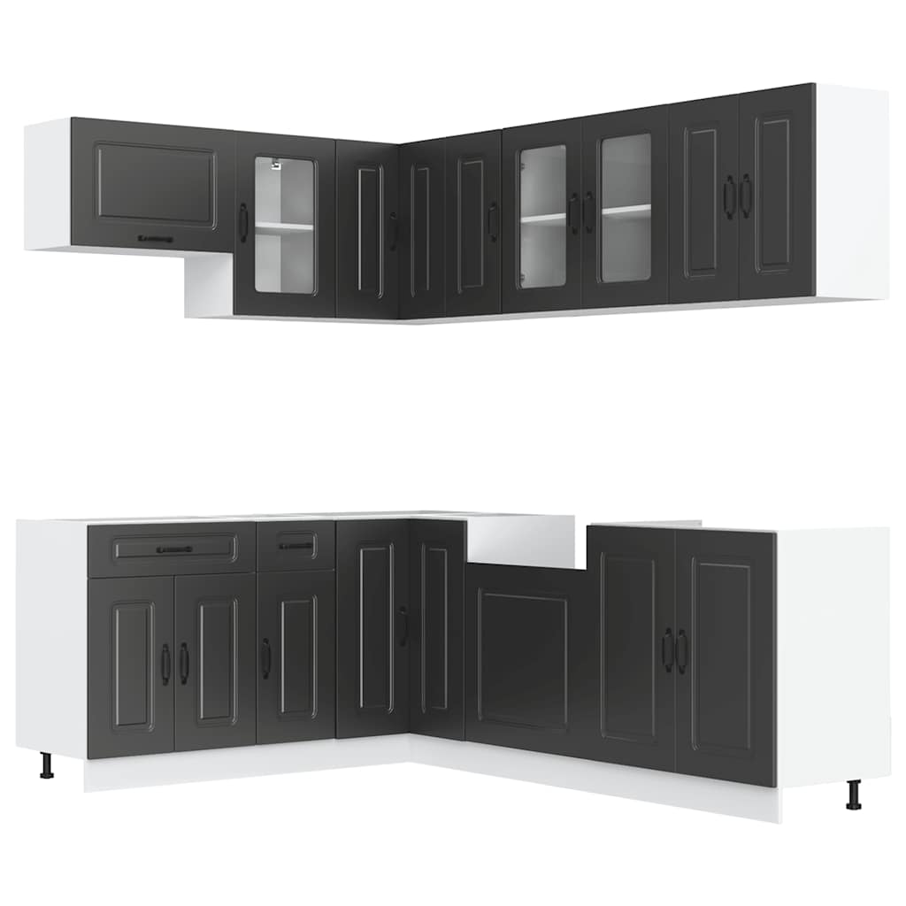 Set Mobili da Cucina 11 pz Kalmar Neri Legno Multistrato | homemem39