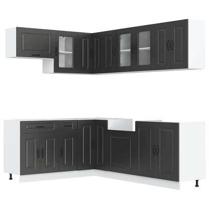 Set Mobili da Cucina 11 pz Kalmar Neri Legno Multistrato | homemem39